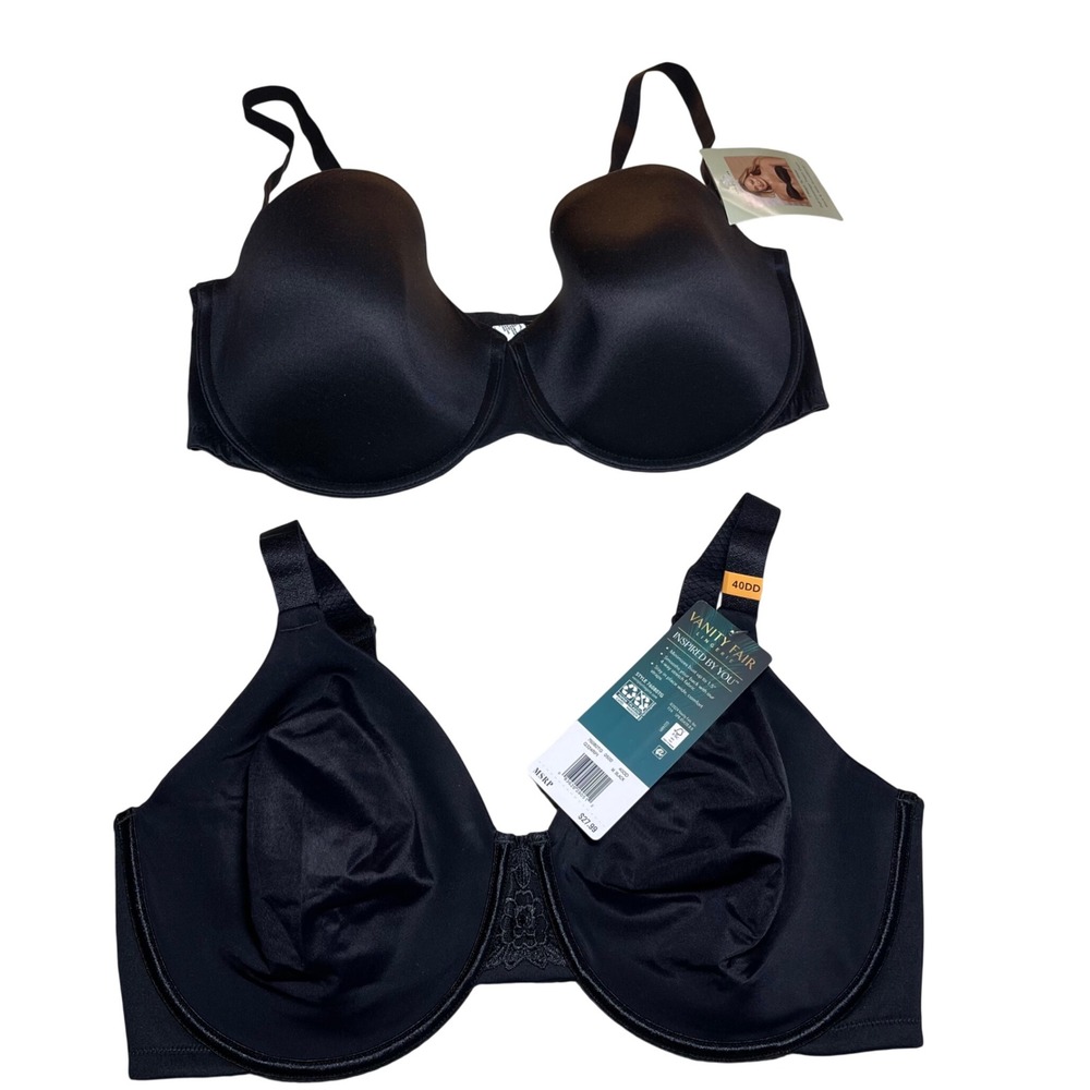 Bali Strapless & Vanity Fair Minimizer Bra Bundle Black 40DD DFB966 76080 NWT